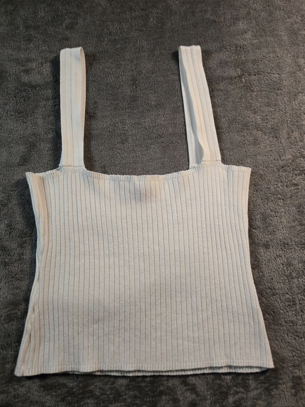 Pink Lily Ribbed Square-Neck Tank Top in Light Beige